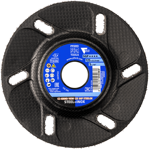 Шліфувальний круг PFERD CC-GRIND VIEW 125×22,23 мм SGP STEELOX VICTOGRAIN для сталі та нержавіючої сталі Шліфувальний круг PFERD CC-GRIND VIEW 125×22,23 мм SGP STEELOX VICTOGRAIN для сталі та нержавіючої сталі