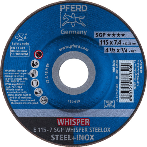 Круг шлифовальный PFERD  SGP WHISPER STEELOX