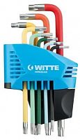Набор угловых разноцветных ключей WITTE PRO 8 пр. TORX T9-T40