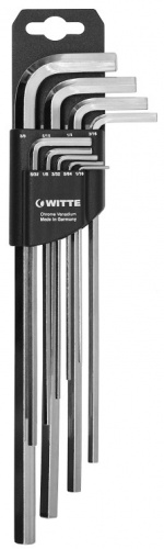 Набор дюймовых угловых шестигранных ключей WITTE PRO 9 пр. 1/16''-3/8'', длинное исполнение